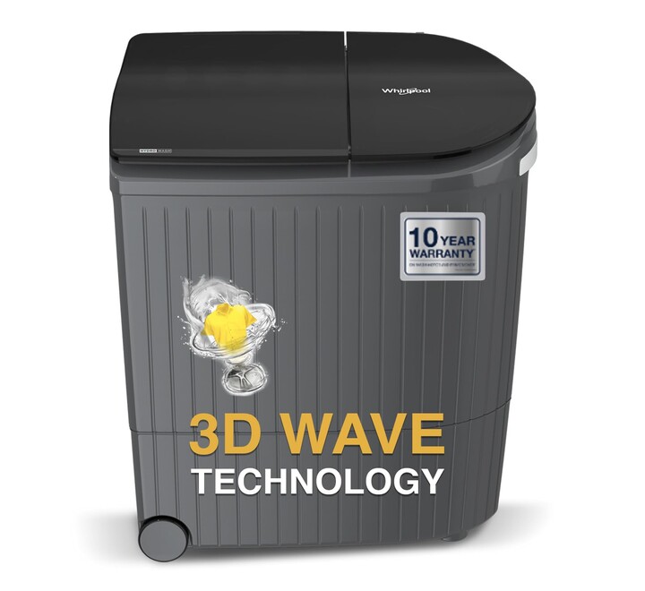 Whirlpool 9 Kg 5 Star Semi-Automatic Top Loading Washing Machine (HYDROWASH ELITE 9.0 MIDNIGHT GREY(10YR) 3D Wave Technology) (30312)