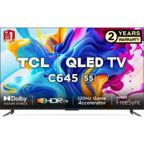  TCL C645 139 cm (55 inch) QLED Ultra HD (4K) Smart Google TV With Hands-Free Voice Control 55C645