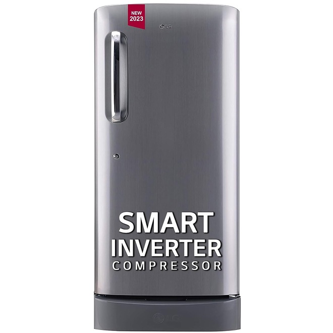  LG 185 L 5 Star Inverter Direct-Cool Single Door Refrigerator (GL-D201APZU Shiny Steel Base stand with drawer) (GLD201APZU.APZZEBN)