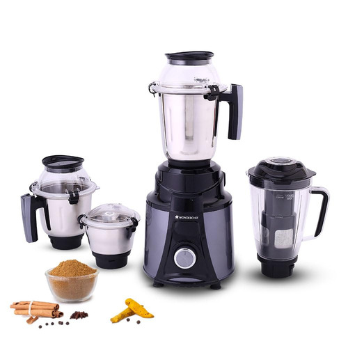 Wonderchef Galaxy Mixer Grinder 750 100% Copper Motor 4 Stainless Steel Jars Black & Grey 5 Years Warranty(63154820)