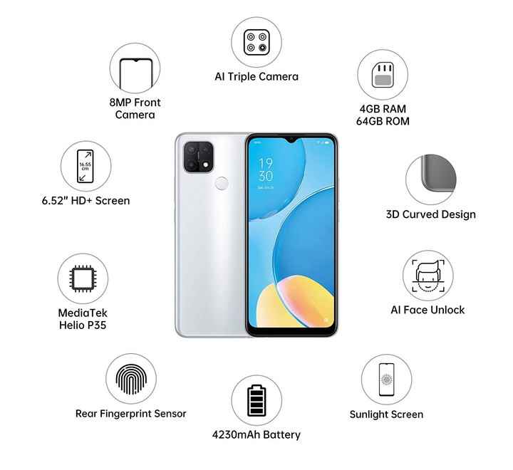 oppo a15s fancy white 4gb 64 gb