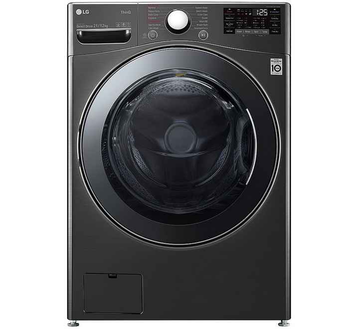 LG 21/12 kg Washer with Dryer with In-built Heater Black  (FHD2112STB)