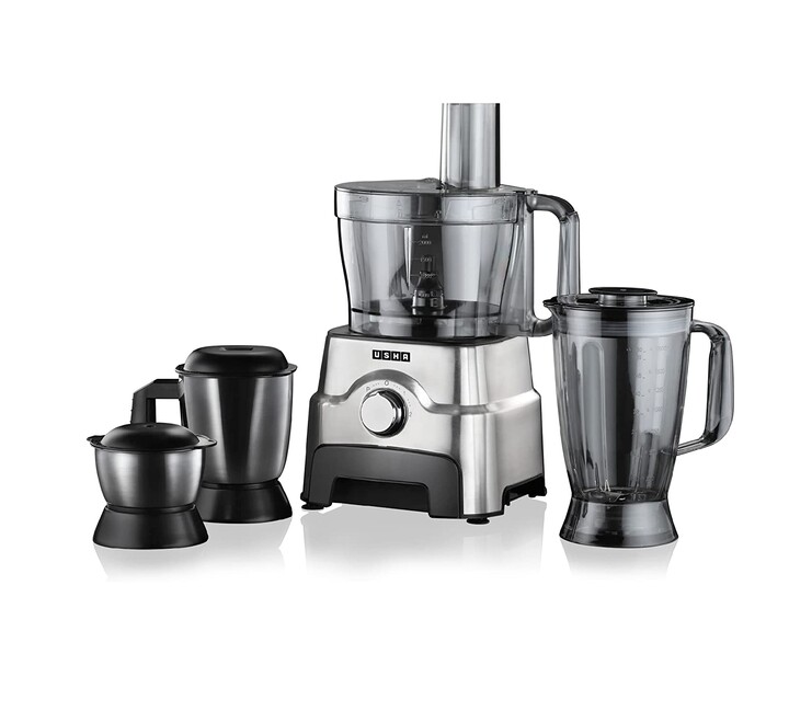 Usha FP 3811 Food Processor 1000 Watts Copper Motor with 13 Accessories(Premium SS Finish) Black and Steel (FP3811 BLACK)