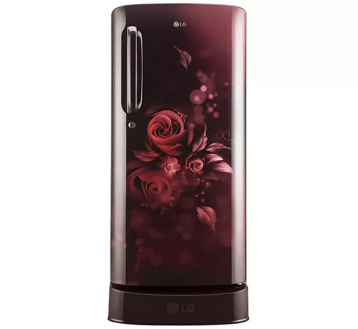 LG 190L 5 Star Inverter Direct-Cool Single Door Refrigerator (GL-D201ASEZ Scarlet Euphoria Base stand with drawer) Red