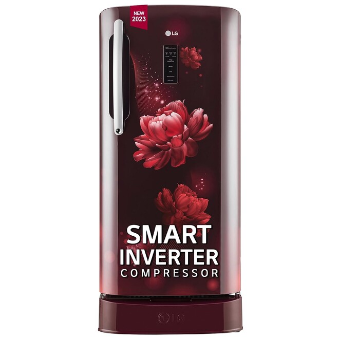 LG 201 L 5 Star Inverter Direct-Cool Single Door Refrigerator (GL-D211CSCU Scarlet Charm Base stand with drawer) (GLD211CSCU.ASCZEBN)