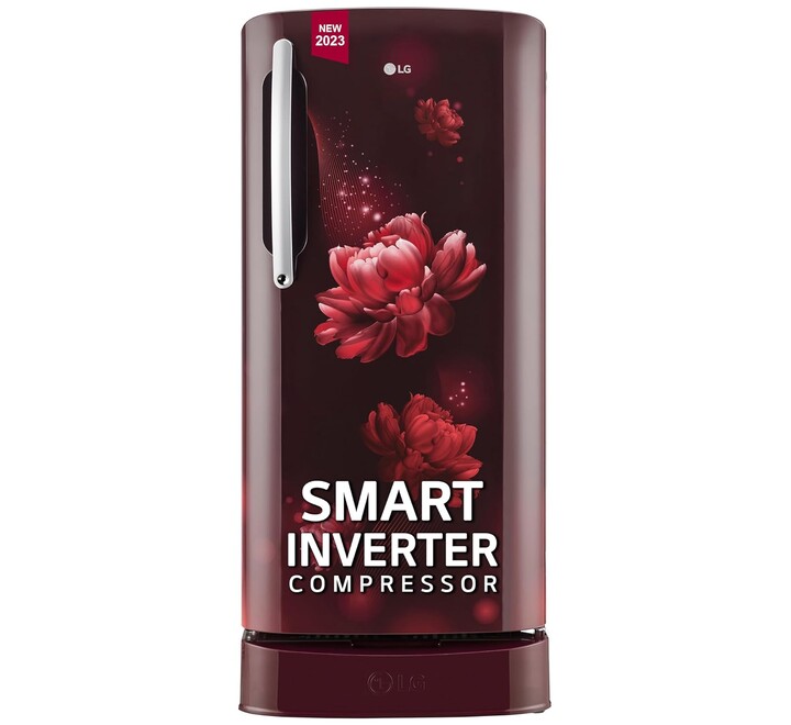 LG 201 L 4 Star Inverter Direct-Cool Single Door Refrigerator (GL-D211HSCY Scarlet Charm 2023 Model Base stand with drawer) (GLD211HSCY.ASCZEBN)