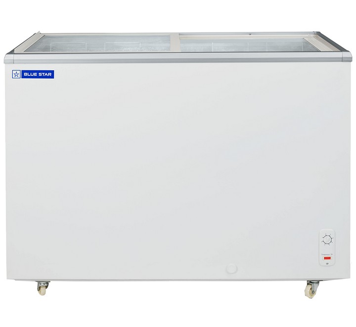 Blue Star 198L Direct Cool Flat Glass Top Double Door Deep Freezer (White GT200AG)