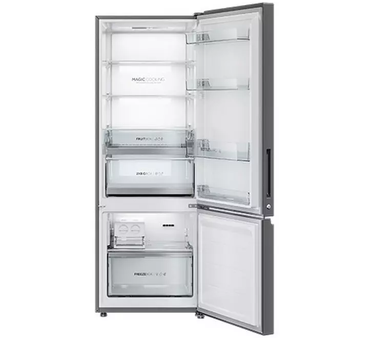 Haier 376L 3 Star Triple Inverter & Dual Fan Frost-Free Double Door Refrigerator (HRB-3964POG-E Ocean Glass - Green14 in 1 Convertible-Bottom Freezer-2021) (HRB3964POG-E)