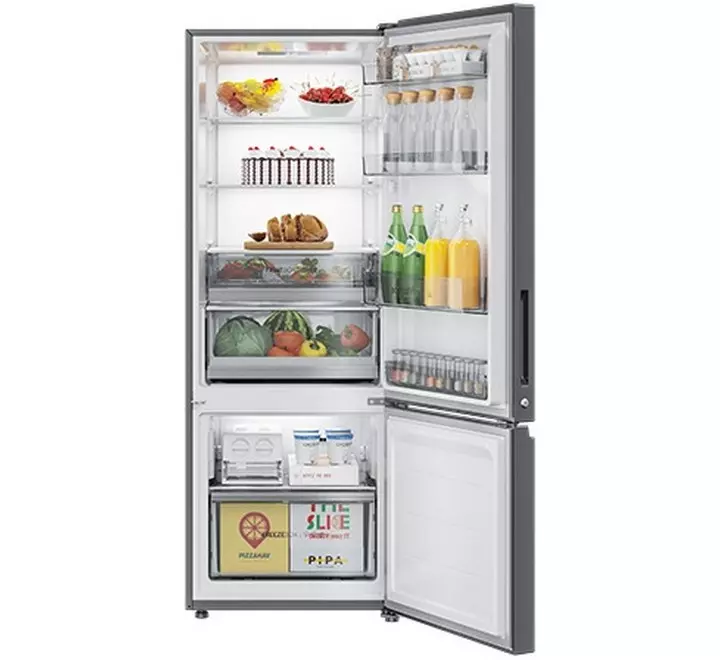 Haier 376L 3 Star Triple Inverter & Dual Fan Frost-Free Double Door Refrigerator (HRB-3964POG-E Ocean Glass - Green14 in 1 Convertible-Bottom Freezer-2021) (HRB3964POG-E)