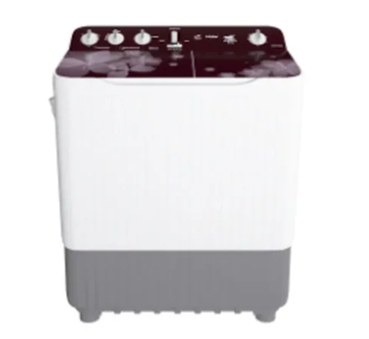 Haier Semi Automatic Washing Machine 8.0 Kg 5 Star HTW80-1169FL Burgundy Toughned Glass | Buzzer Spray Anti Rat Mesh 2 Wash Programs (HTW80-1169FL)