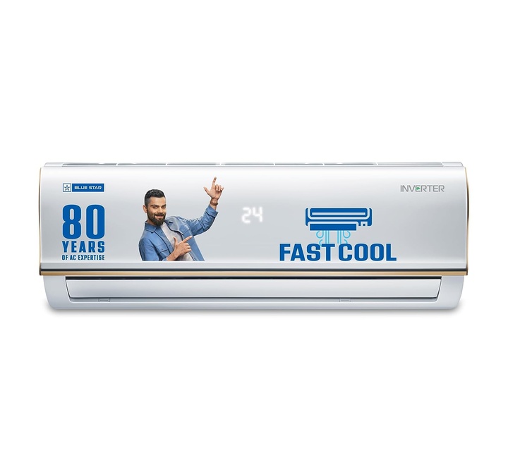 Blue Star 0.8 Ton 3 Star Inverter Split Ac (Copper Turbo Cool Gold Fins Comfort Sleep Self Clean Technology Multi Sensors Eco Mode Hidden Display Stabiliser Free 2023 ModelIc309RbtuWhite) (IC309RBTU)