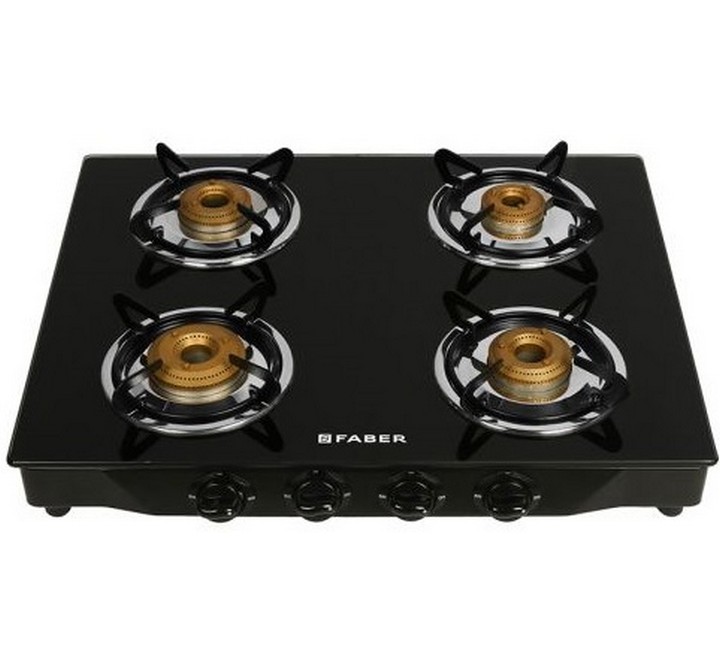 FABER byFaber Jumbo4BBBK Glass Manual Gas Stove  (4 Burners)