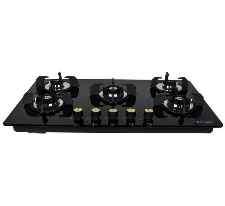 Buy Faber Hob/Hobtop 5 Brass Burner Auto Electric Ignition Glass Top
