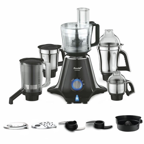 PREETHI MG-218 Zodiac 750 watt Juicer Mixer Grinder (5 Jars Master Chef Plus Food Processor Jar) Black/Light Grey