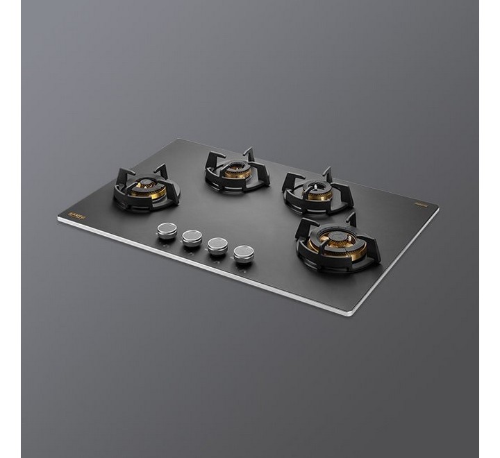 Full Brass High Efficiency Burners with FFD | Ergonomic Designer Metal Knobs | Built in Hob (MSM 804)
