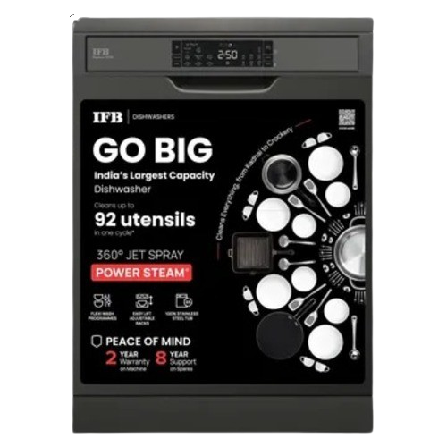 IFB 16 Place Settings Free Standing Dishwasher with Deep cleanTechnologyNeptune VX16 Inox Grey)  