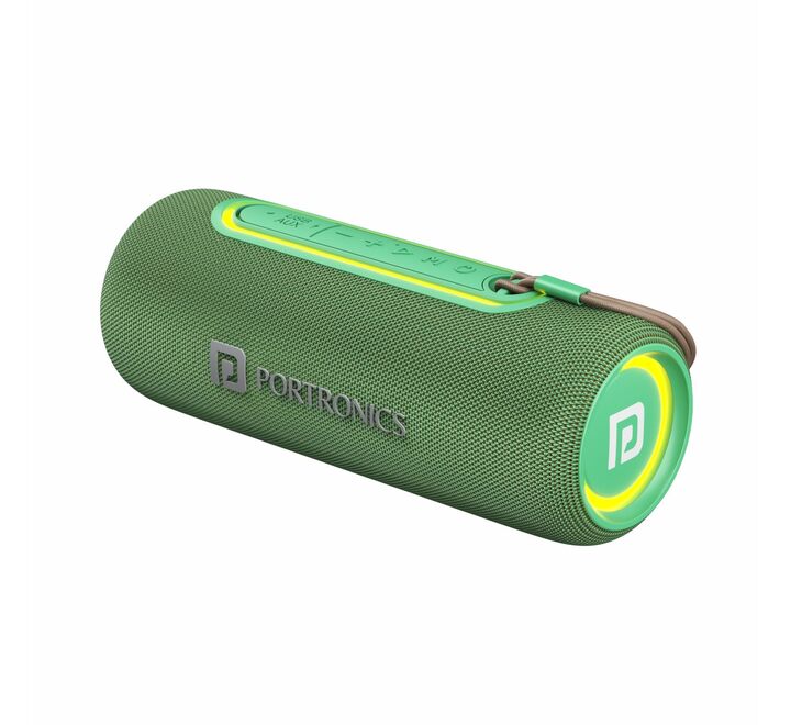  Portronics Resound 2 15W HD Sound Portable Wireless Bluetooth Speaker in-Built Mic RGB Lights TWS Connectivity Bluetooth v5.3 IPX5 Water Resistant Type C Charging Port(Green) (POR-1977)
