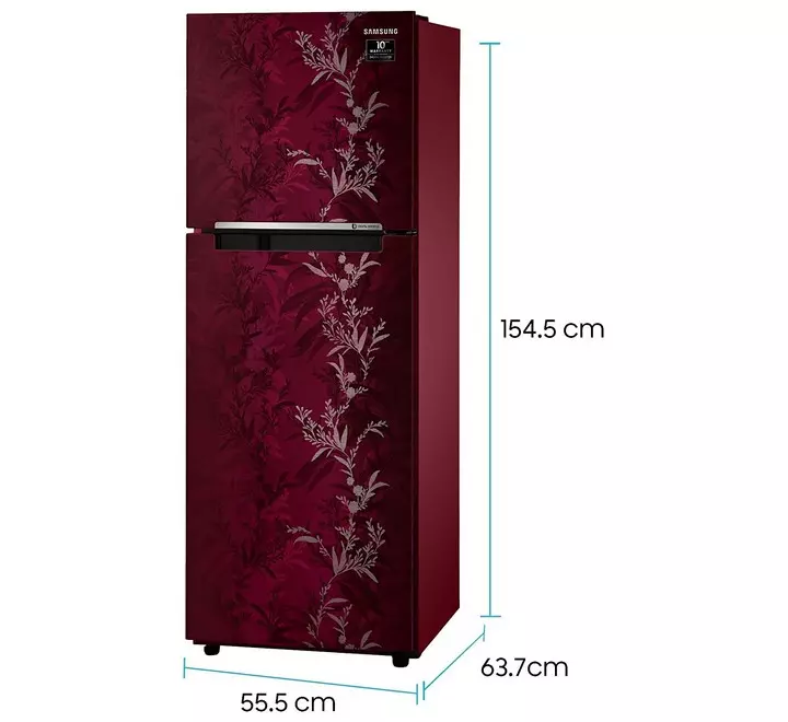 Samsung 253 L 2 Star Inverter Frost-Free Double Door Refrigerator (RT28T30226R/HL Mystic Overlay Red)