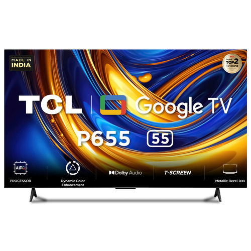 TCL 139.7 cm (55 inch) Ultra HD Google TV with Dolby Audio(55P655)Black