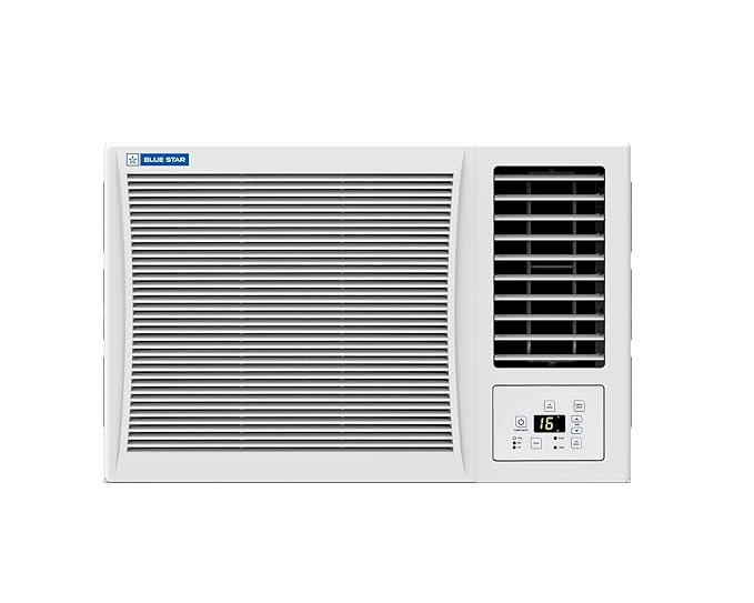 Blue Star 1.5 Ton 3 Star Fixed Speed Window AC (Copper Turbo Cool Fan Modes-Auto/High/Medium/Low Hydrophilic Blue Fins Dust Filters Self-Diagnosis 2024 Model WFD318P  White)