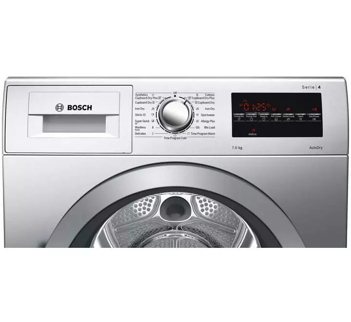 Bosch 7 kg Fully Automatic Condenser Tumble Dryer WTG86409IN Silver Inbuilt Heater)