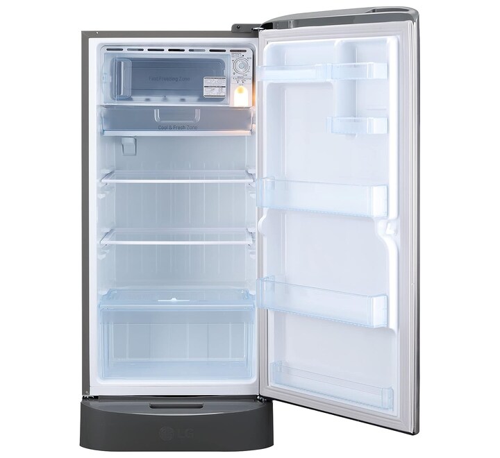 LG 205 L 5 Star Inverter Direct-Cool Single Door Refrigerator (GL-D221APZU Shiny Steel Base stand with drawer) (GL-D221APZU.DPZZEBN)