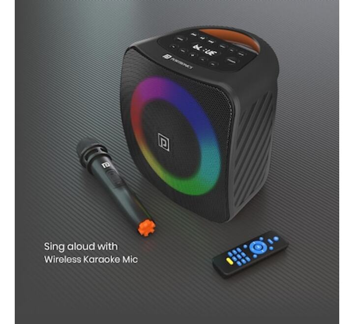 portronics dash por 1339 40w tws portable bluetooth speaker with wireless karaoke mic black (POR-1339)