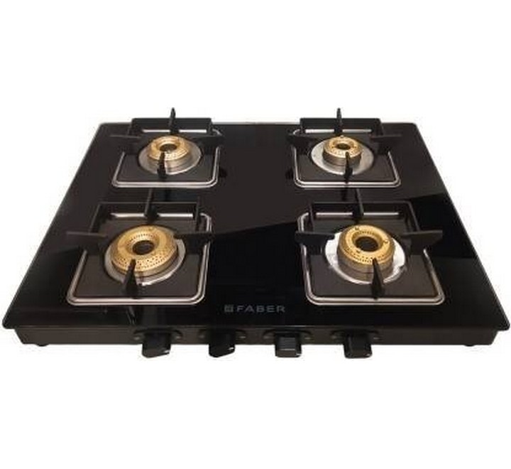 Faber REMO 4BB BK Glass Manual Gas Stove  (4 Burners) (REMO4BBBK)