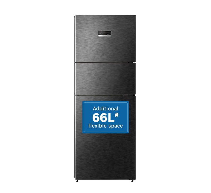 Bosch MaxFlex Convert 364L Inverter Frost Free Triple Door Refrigerator (ConvertibleBlack Steel) (CMC36K05NI)